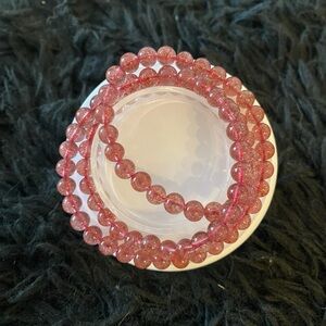 Natural Strawberry Crystal Beads Three Layered 6mm+